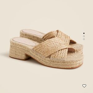 J. Crew Made-in-Spain block-heel espadrilles in faux raffia